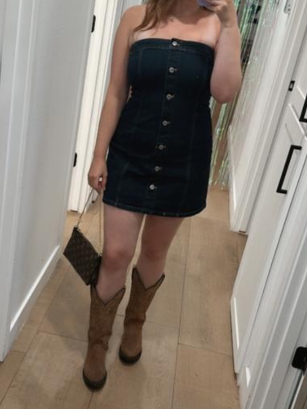 The A&F Mara Strapless Denim Mini Dress sz L